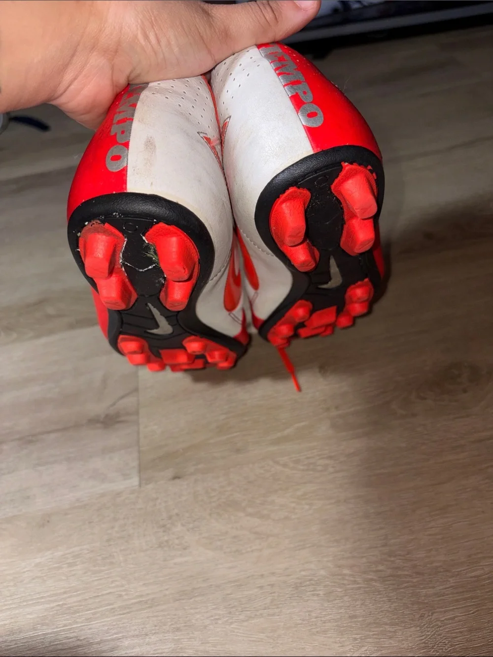 Nike Red and White Quilted-Pattern Sneakers
